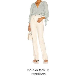 (Brand New Without Tag) Natalie Martin Renata shirt Coral Light Blue